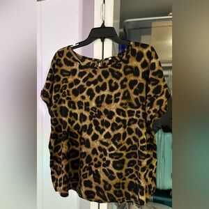 2xl SHEIN leopard print folded short sleeve blouse